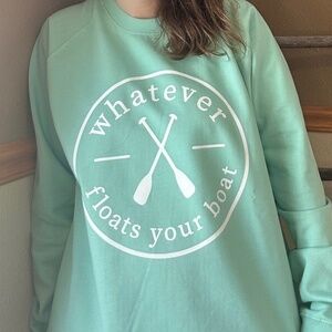 Whatever Floats Your Boat Graphic Crewneck • Teal • Medium • NWT